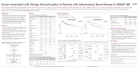 AIBD 2020: Factors Associated with Biologic Discontinuation in Patients with Inflammatory Bowel Disease in TARGET-IBD