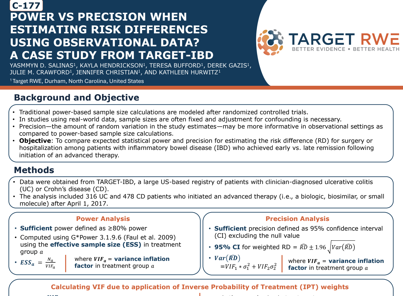 Power Vs. Precision When Estimating Risk Differences Using Observational Data? A Case Study From TARGET-IBD